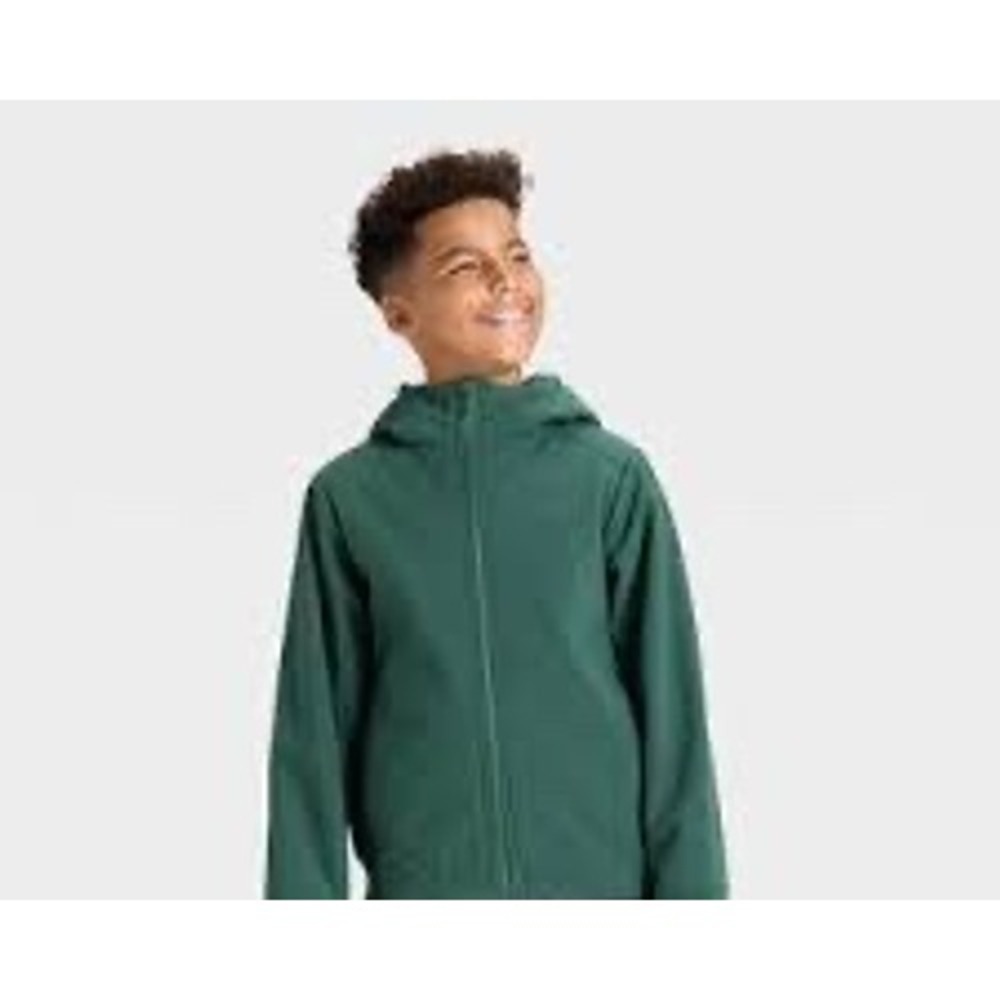 All in Motion Boys Softshell Jacket Green Sherpa Lined Hooded XL 14 NEW